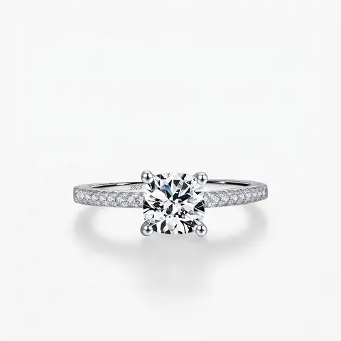 Moissanit Ring 925 Sterling Silber Rundschliff Funkelnd Kubik Zirkonia Luxus Verlobungsschmuck Für Damen