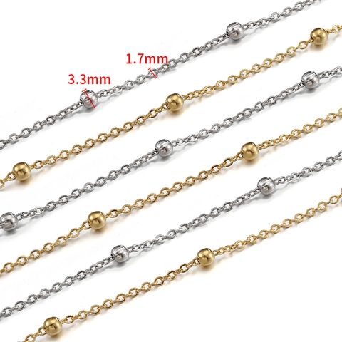 Stainless Steel Beaded Chain For DIY Jewelry Making Satellite Chain For Necklace Bracelet Crafting Accessory