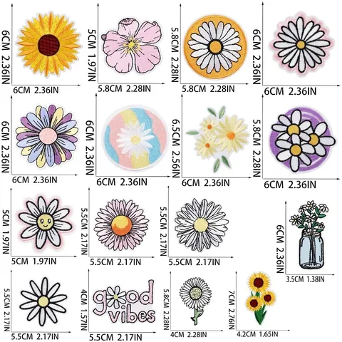 Toppe Ricamate Fiori Poliestere Girasole Margherita Da Stirare Applicazioni Decorative Per Vestiti Borse