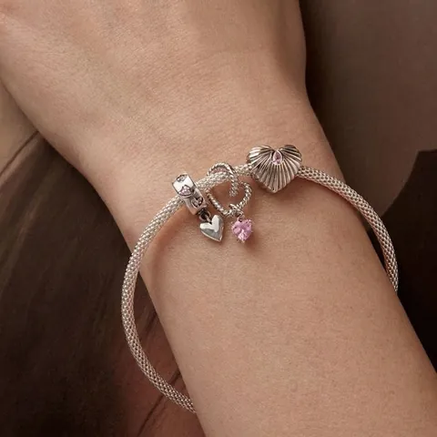 Charme De Coeur Argent Sterling 925 Zircon Cubique Rose Coeur Pendant Butée En Silicone Pour Bijoux Femme Doux