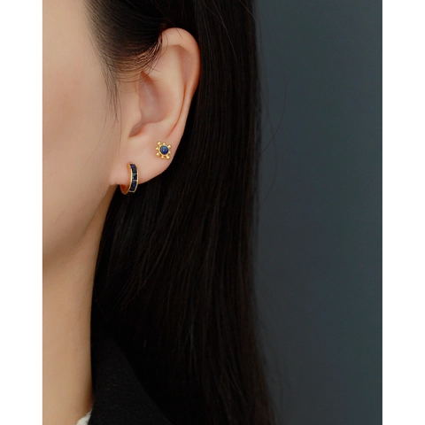 Natürlicher Lapislazuli Ohrstecker Sonnenblumenform Mit 925 Sterling Silber Ohrringpfosten Minimalistischer Schmuck