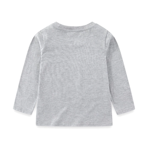 Boys Long Sleeve T-Shirt Cotton Breathable Construction Vehicle Excavator Print Casual Crew Neck Top