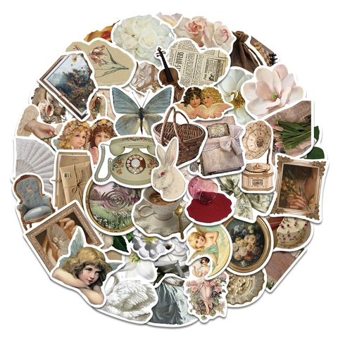 Adesivi Decorativi Estetici Vintage per Scrapbooking Diario Laptop Impermeabile Retro Arte Floreale Angelo Decalcomanie