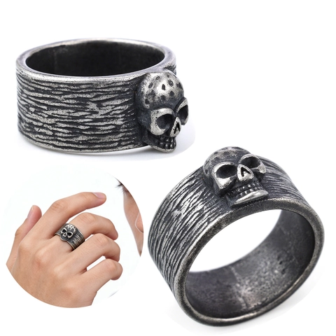 Schedel Ring Roestvrij Staal Punk Gothic Vintage Verouderde Band Voor Heren Dames Biker Rock Sieraden