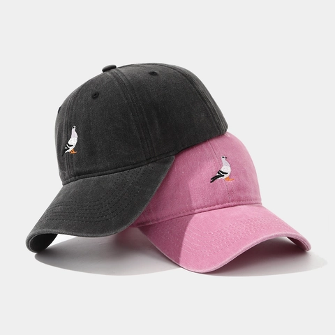 Cappello Da Baseball In Cotone Lavato Con Ricamo Piccione Regolabile Distressed Retrò Outdoor Tempo Libero Parasole Unisex