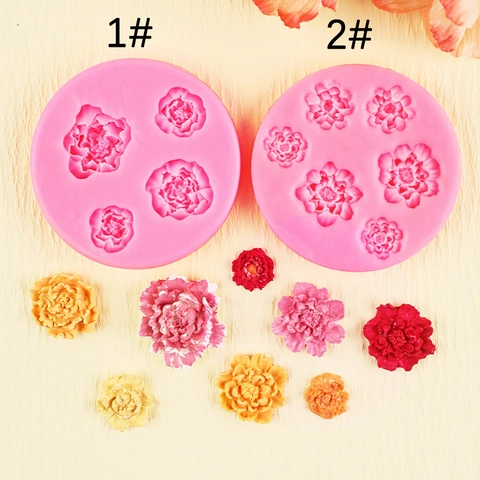 Pioenroos Bloem Siliconen Vorm Rond DIY Taart Decoreren Fondant Chocolade Hars Aroma Gips Kaarsen Maken Gereedschap Bloemen