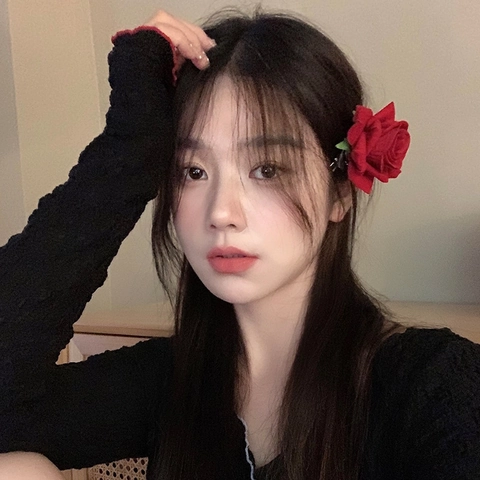 Molletta Per Capelli Fiore Rosa Rossa Retrò Fatto A Mano Tessuto Simulazione Floreale Clip Laterale Per Donne Accessori