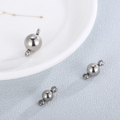 Stainless Steel Round Ball Magnetic Clasps Loop Connectors For DIY Jewelry Making Necklaces Bracelets Accessories