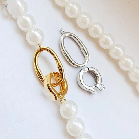 Fermaglio Per Collana In Argento Sterling 925 Connettore A Molla A Doppio Anello Per La Creazione Di Gioielli In Künstliche Perle