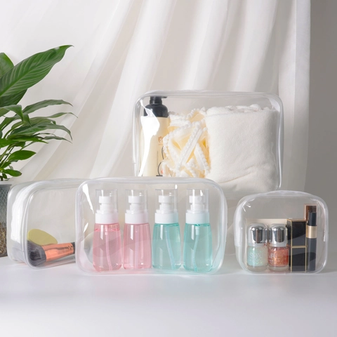 Transparent PVC Makeup Bag Waterproof Portable Travel Toiletry Zipper Storage Pouch Clear Large Capacity