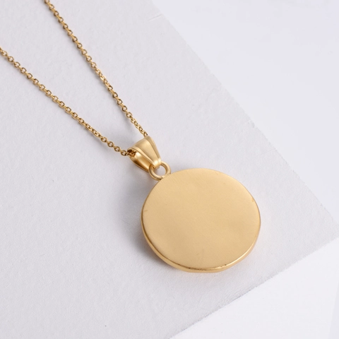 Sun Moon Pendant Necklace Vintage Celestial Round Medallion 18K Gold Plated 304 Stainless Steel Jewelry For Women