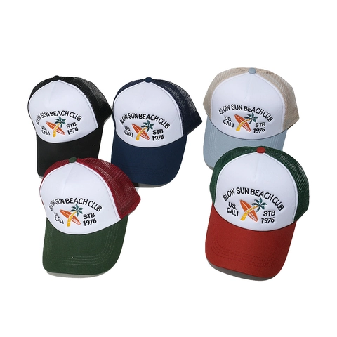 Cappello Trucker Da Baseball Ricamo Vintage Beach Club Rete Traspirante Visiera Curva Berretto Da Sole Estivo Per Uomini Donne