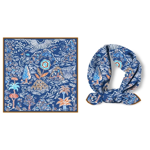 Dames Artistieke Olieverfschilderij Print Vierkante Sjaal Vintage Bloemenpatroon Polyester Satijn Halssjaal Zoete Hoofddoek Voor Tassen