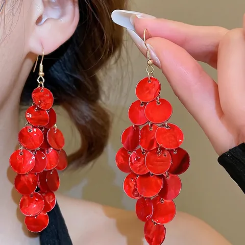 Pendientes Colgantes De Disco De Concha Multicapa Bohemio Geométrico Borla Mujeres Vacaciones Playa Joyería Gancho