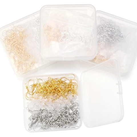 Ohrring-Set Eisenhaken Mit Silikon-Verschlüssen Transparente Ohrring-Befunde Für Heimwerker-Schmuckreparatur-Handwerk