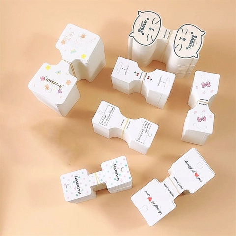 Jewelry Display Packaging Cards For Hair Clips Hair Ties Foldable Paperboard Cards Butterfly Cat Bear Designs DIY Accessories Cards