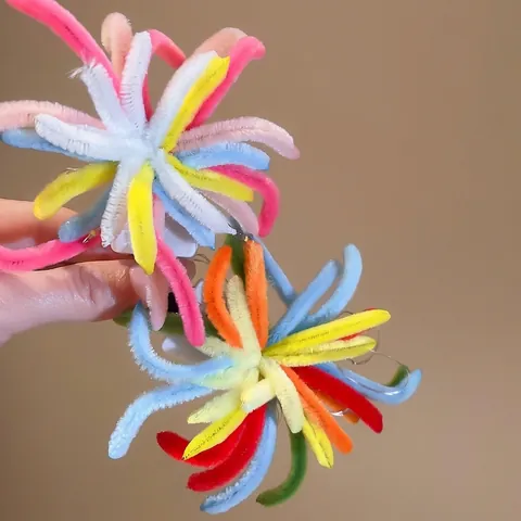 LED Glühende Feuerwerk Haarklammer Bunte Chenille Pfeifenreiniger Sternform Handgemachte Entenschnabelklammer Party Haarschmuck Für Damen