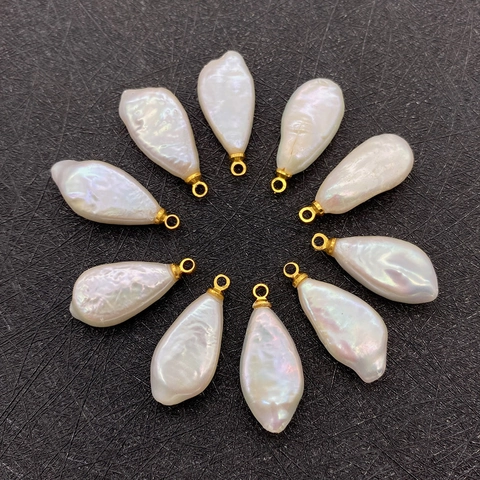 Natürliche Barock Süßwasserperle Anhänger Unregelmäßige Tränenform Perle Charm Mit Goldener Öse Für DIY Schmuckherstellung Damen