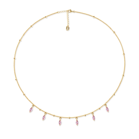 925 Sterling Silber Kette Mit Rosa Zirkonia Kupfer Anhänger Minimalistischer Schlüsselbein Schmuck Für Damen