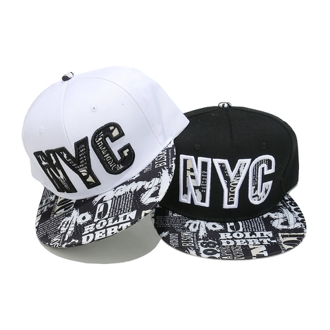 Cappello Da Baseball A Tesa Piatta Ricamo NYC Cotone Stampa Giornale Graffiti Snapback Hip Hop Streetwear Per Uomo Donna