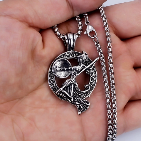 Collar de Acero Inoxidable Vintage Colgante de Guerrero Espartano Cruz Calavera Ángel Dragón Medusa Joyería Punk Hip Hop para Hombre Mujer