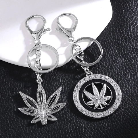 Funkelnder Ahornblatt Schlüsselanhänger Legierung Strass Eingelegter Taschenanhänger Auto Schlüsselanhänger Modeschmuck Zubehör