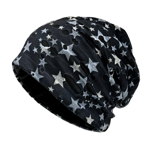 Bonnet En Maille Imprimé Étoiles Troué Style Punk Street Unisexe Polyester Hiver