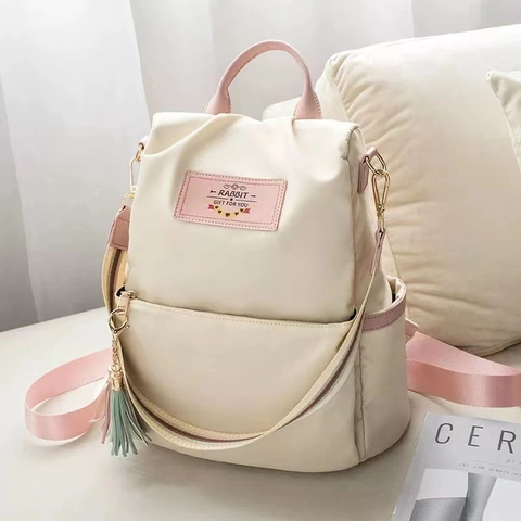 Sac À Dos Mode Pour Femmes Tissu Oxford Nylon Grande Capacité Imperméable Antivol Sac D'école Voyage Avec Gland