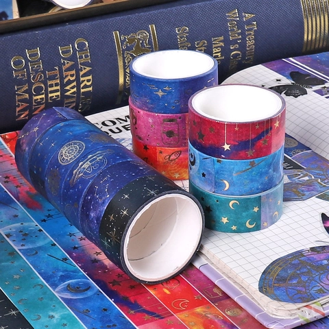 Bronzing Washi Tape Sternenhimmel Galaxie Sternzeichen Muster Dekorativ Für DIY Scrapbooking Journaling Ästhetische Schreibwaren