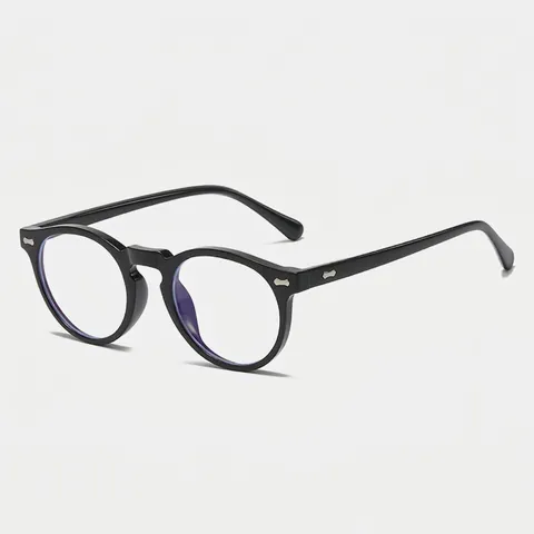 Occhiali Tondi Retrò Anti Luce Blu Montatura PC Lente TAC Rivetti In Metallo Estetica Vintage Leggero Unisex