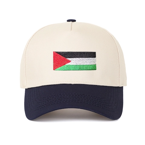 Berretto Da Baseball In Cotone Ricamato Bandiera Palestina Color Block Retro Cappello Regolabile Per Uomini Donne