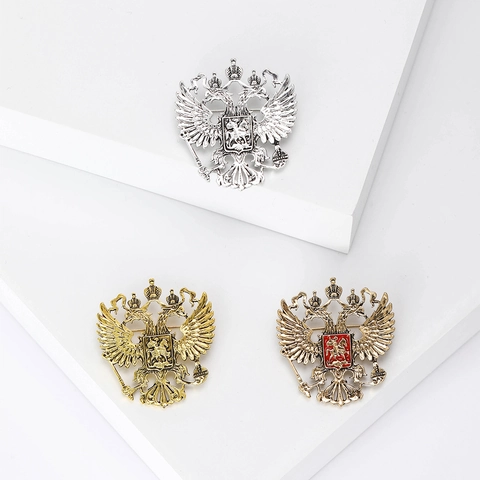 Vintage Alloy Double-Headed Eagle Brooch Personalized Heraldry Animal Pin Badge For Clothes Suits Men Women Jewelry Gift