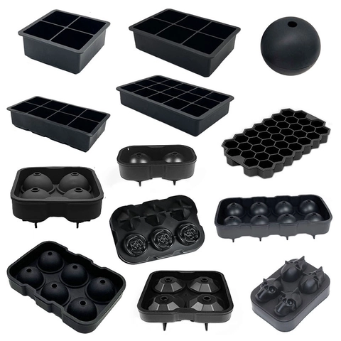 Stampi Per Cubetti Di Ghiaccio In Silicone Quadrati Sfere Teschi Diamanti Forme Flessibili Vassoi A Rilascio Facile Per Drink