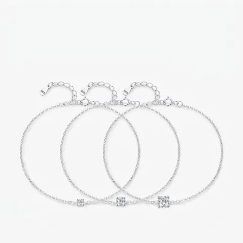 Bracciale In Argento Sterling 925 Con Moissanite Taglio Brillante Rotondo Colore D VVS1 Gioielli Minimalisti Regolabili Donna