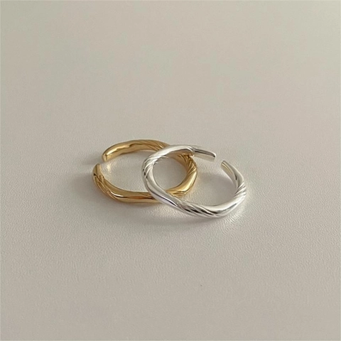 925 Sterling Silver Ring For Women Minimalist Twist Rope Adjustable Open Finger Rings Geometric Elegant Jewelry