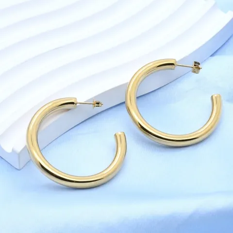 Pendientes De Aro Gruesos En Forma De C De Acero Inoxidable Pulido Espejo Estilo Minimalista INS Para Mujeres Niñas
