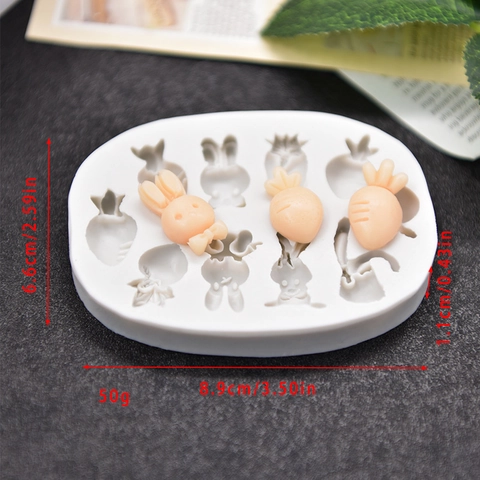 Stampo In Silicone Coniglio Carota Multi Cavità Bianco Fai Da Te Per Torta Cioccolato Fondente Caramelle Sapone Strumento Decor