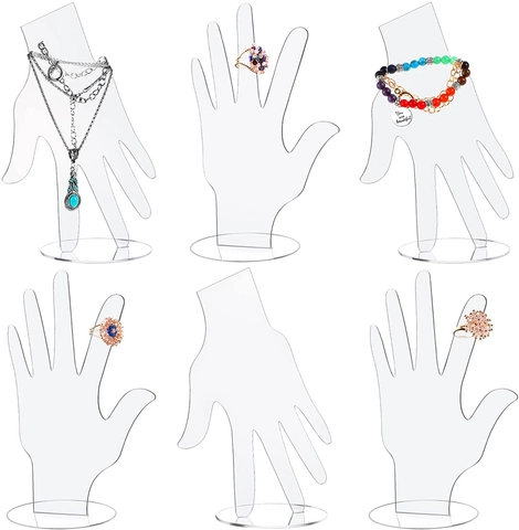 Clear Acrylic Hand Shape Jewelry Display Stand Bracelet Ring Holder Mannequin Hand Showcase For Home Retail Store
