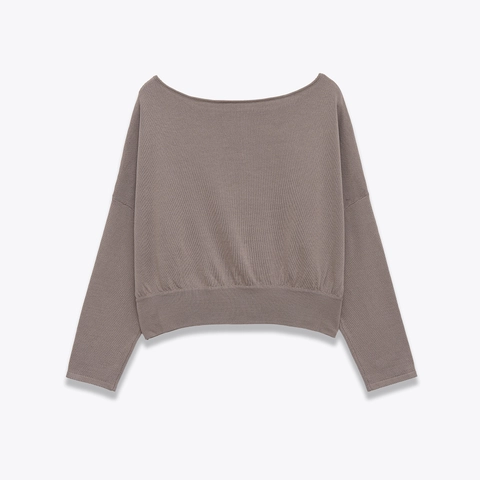 Maglione In Maglia Da Donna Scollo A Barca Poliestere Spalle Scoperte Manica Lunga Vestibilità Morbida Casual
