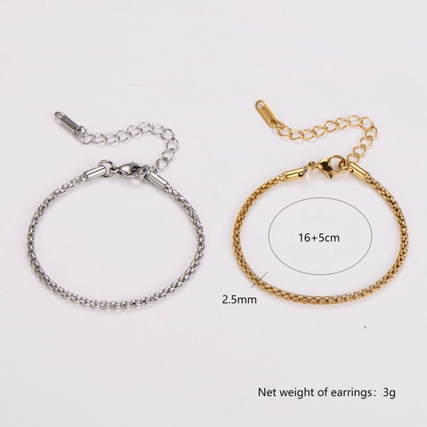 Pulsera De Cadena De Eslabones Cuadrados Minimalista De Acero Inoxidable Pulido Joyería De Muñeca Ajustable Para Hombres Mujeres Regalo Versátil