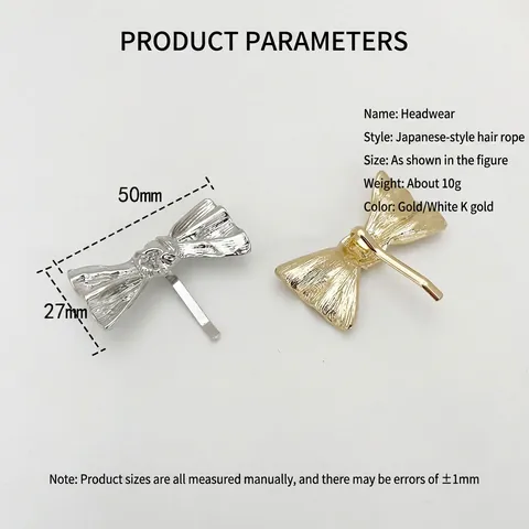 Gancho Para El Cabello Con Lazo Minimalista Aleación Textura Metálica Clip Cola De Cavallo Accesorio Para Mujeres