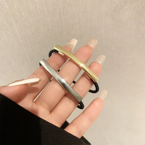 Elastici Per Capelli Geometrici In Metallo Lega Spazzolata Minimalista Elastici Per Coda Di Cavallo Alta Elasticità Forme Cuore Stella Sfera