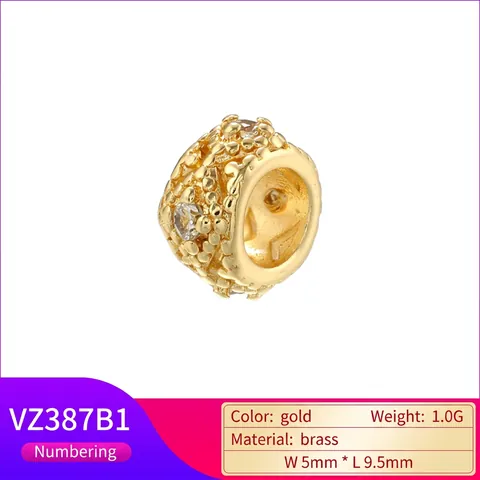 Brass Zircon Spacer Beads Hollow Eye Pattern Cylinder Shape Gold Plated Charms For DIY Jewelry Making Accessories