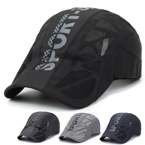 Béret en Maille Respirante pour Hommes Décontracté Extérieur Casquette en Polyester Pare-Soleil Réglable Accessoire de Sport
