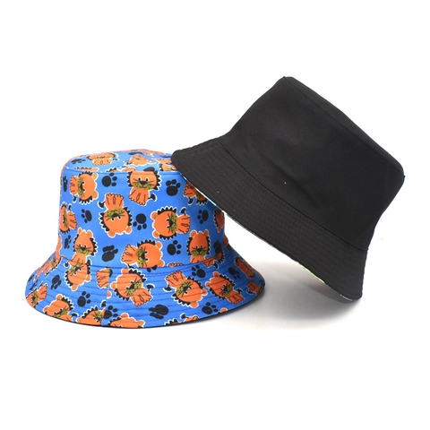 Reversible Bucket Hat Cotton Polyester Animal Print Sun Protection Wide Brim Outdoor Summer Travel Casual Hat