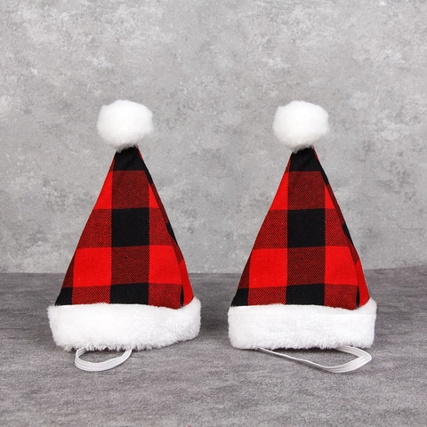 Cappello E Mantello Di Natale Per Animali Berretto Babbo Natale Regolabile Peluche A Quadri Costume Per Gatti Cani Decorazione