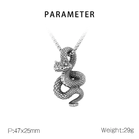Collana Con Ciondolo A Serpente Vintage In Acciaio Inossidabile Gioielli Punk Gotici Pitone Per Uomo Finitura Ossidata