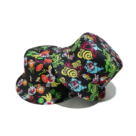 Printed Bucket Hat Polyester Sun Protection Summer Fisherman Hat Casual Outdoor Dinosaur Fruit Pattern For Men Women