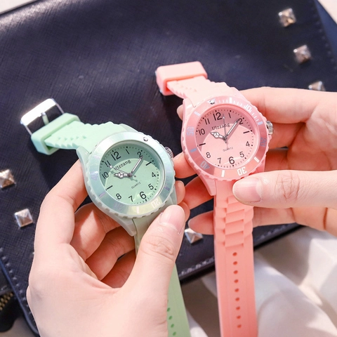 Children Quartz Watch Silicone Strap Waterproof Luminous Sports Student Macaron Color Candy Color Boys Girls Wristwatch