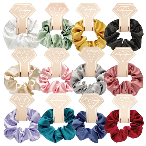 Satin Scrunchies Elastic Hair Ties Satin Texture Solid Color Ponytail Holder Soft Fabric Hairbands Accessories Women Girls